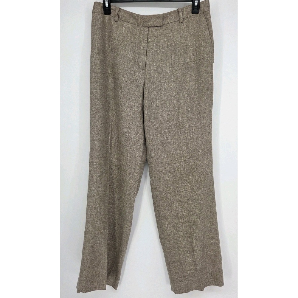 Brooks Brothers Women Silk Wool Pants 14 Gold Beige Pleated Old Money Italy